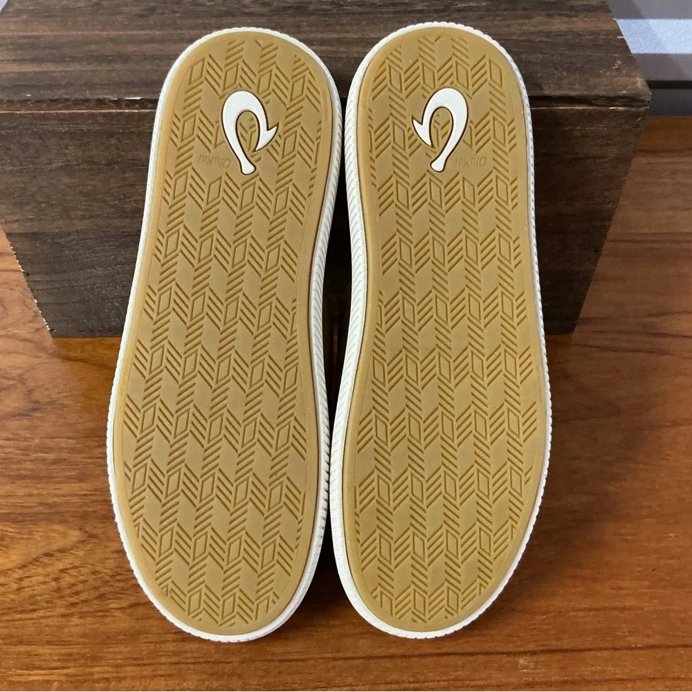 Olukai Men Mua’Ili Tan Leather Lined Mule Island Slippers Size 9